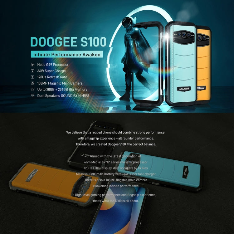  DOOGEE S100 Rugged Smartphone Unlocked, MTK Helio G99  20GB+256GB Android 12 Cell Phone,108MP+20MP Night Vision Camera,6.58  FHD+,10800mAh 66W Charge,Dual SIM 4G Rugged Phone,NFC GPS OTG FM… : Cell  Phones & Accessories