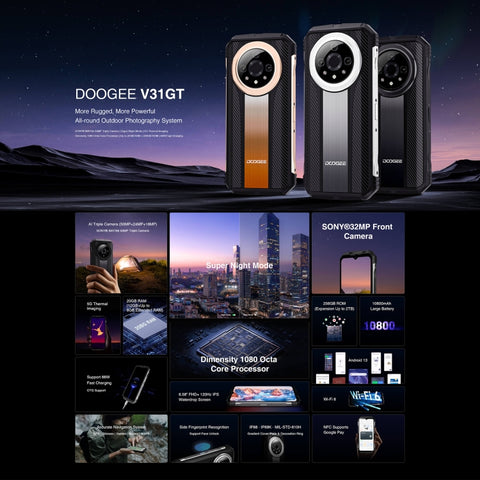 DOOGEE V31GT 5G Rugged Phone Thermal Imaging Camera 12GB+256GB