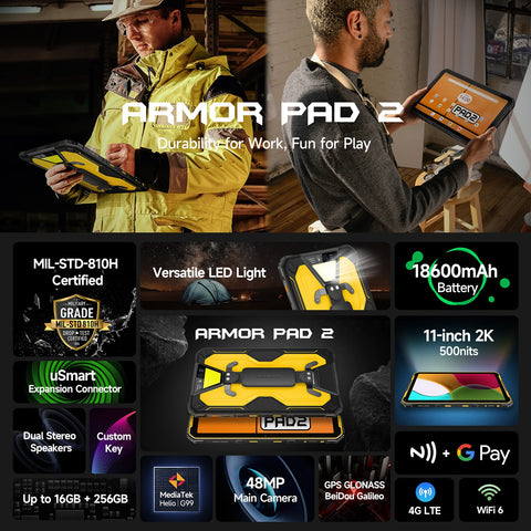 Ulefone Armor Pad 2 Rugged Tablet PC LTE 11 inch 16GB+256GB