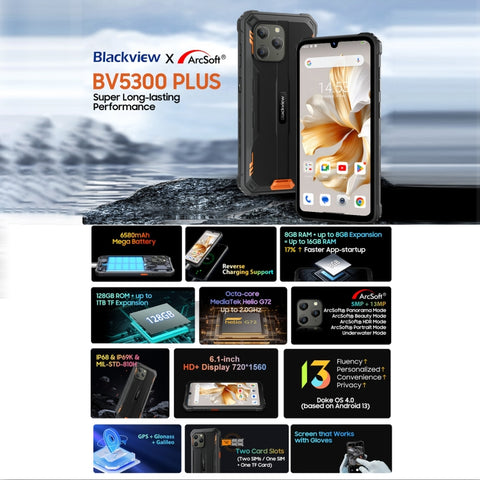 Blackview BV5300 Plus Rugged Phone 8GB+128GB