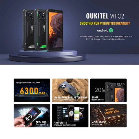 OUKITEL WP32 Rugged Phone 4GB+128GB