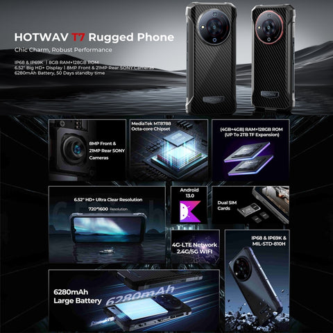 HOTWAV T7 Rugged Phone 4GB+128GB