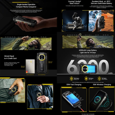 Ulefone Armor Mini 20 Pro 5G Rugged Phone Dual SIM Night Vision Camera 8GB+256GB