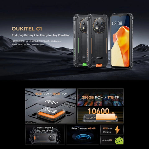 Oukitel G1 Rugged Phone Dual SIM 6GB+256GB