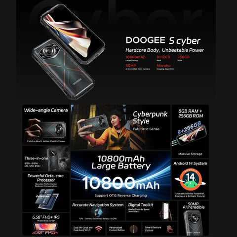 DOOGEE S Cyber Rugged Phone Dual SIM 8GB+256GB