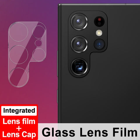 IMAK Tempered Glass Camera Lens Cover with Lens Cover For Samsung Galaxy S22 Ultra 5G