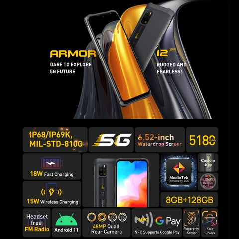 Ulefone Armor 12 5G Rugged Phone 8GB+128GB