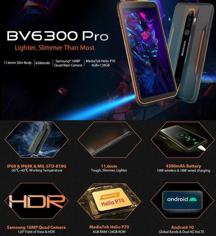 Blackview BV6300 Pro Rugged Phone 6GB+128GB