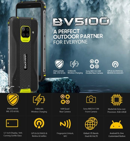 Blackview BV5100 Rugged Phone 4GB+128GB